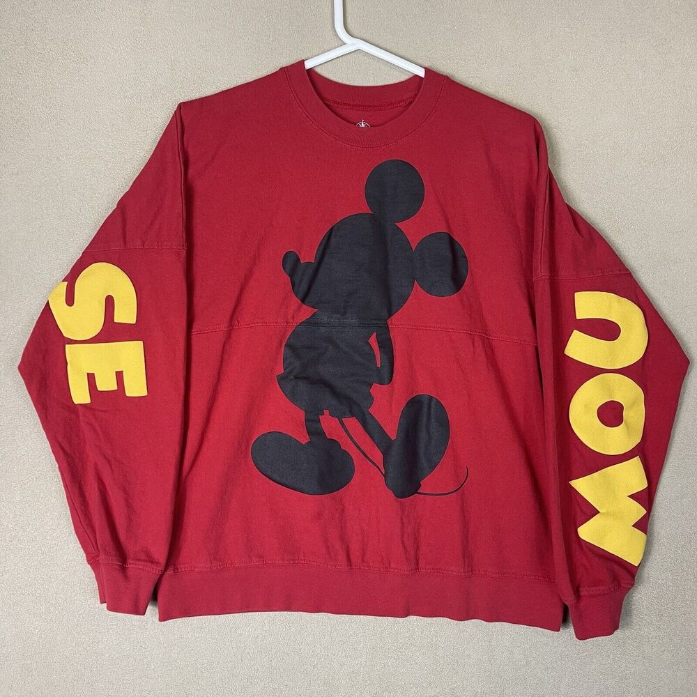 Disney X Spirit Jersey Sweatshirt Womens Medium Red Mickey‎ Mouse Pullover